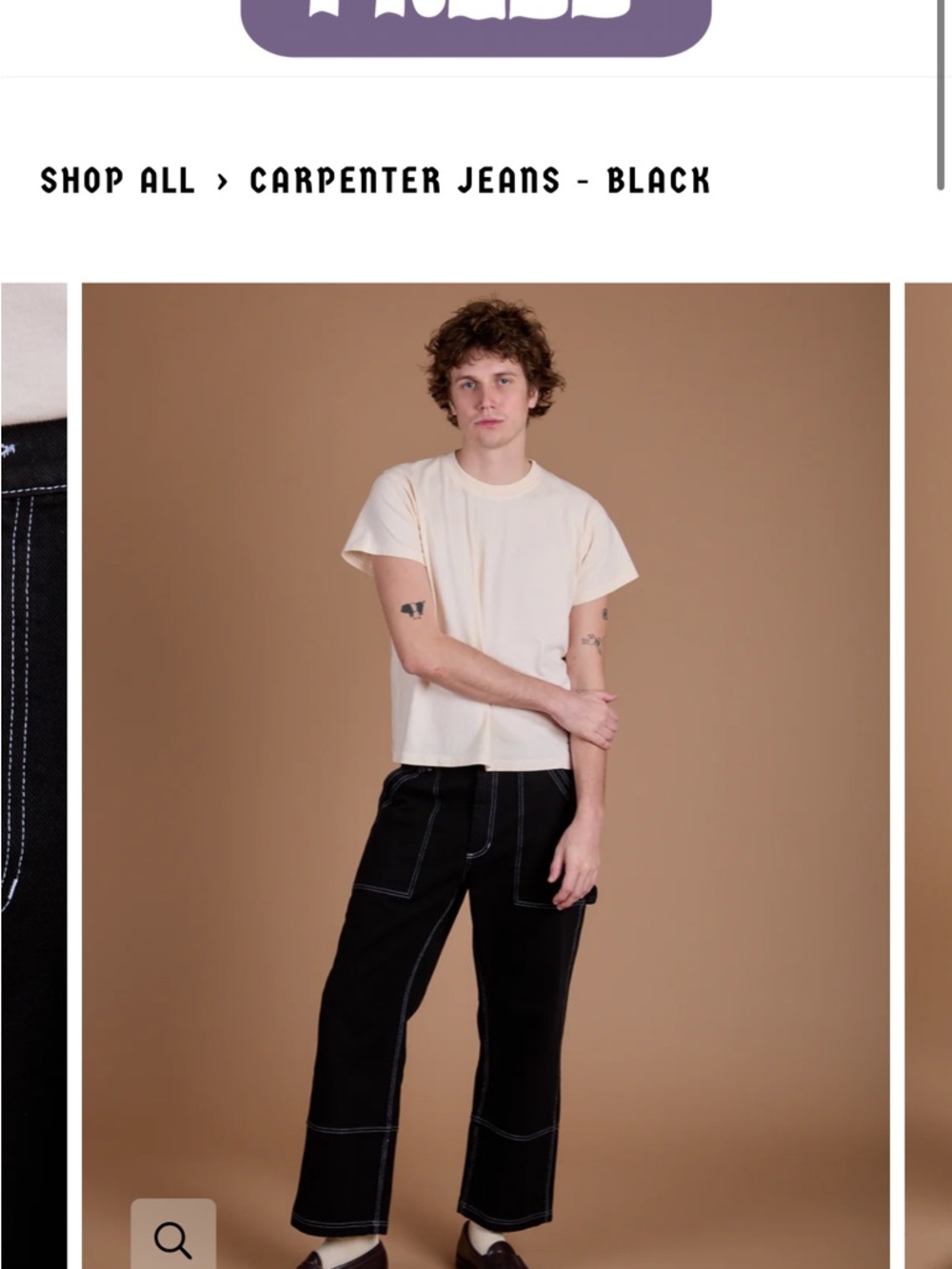 Big Bud Press Unisex Straight Leg Jeans in Black with White Stitching, M